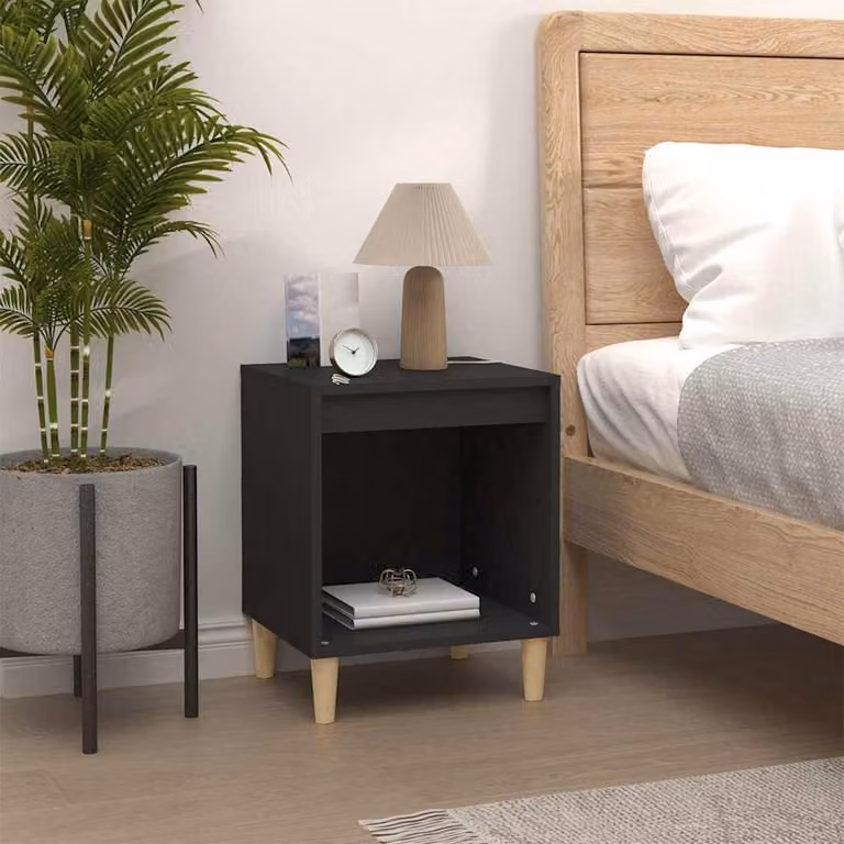 Comodino moderno vidaXL in legno nero L: 40 cm, P: 35 cm, H: 50 cm