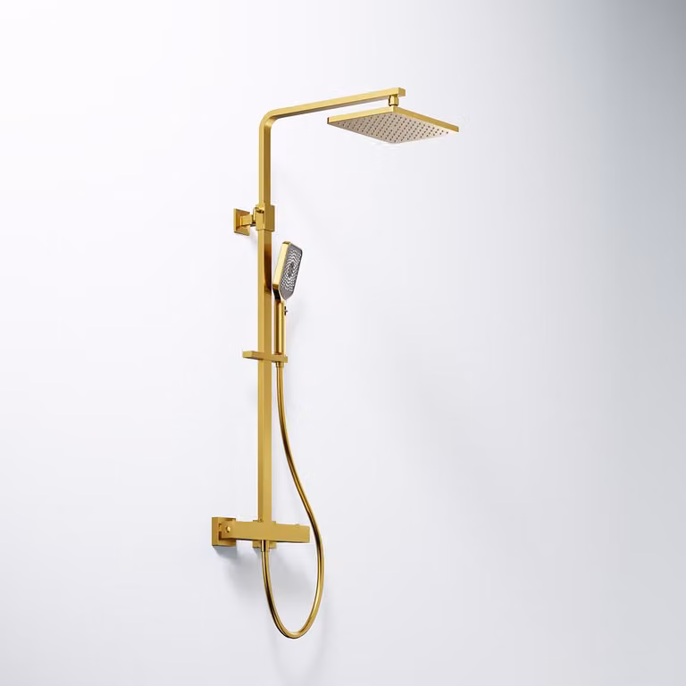 Steinberg Série 342 Set de douche, set complet avec thermostat, douche de pluie et douchette à main, 3422721BG, 3422721BG