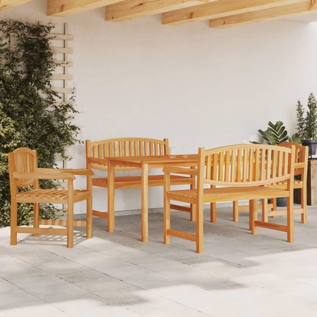 Maison Exclusive - Set da pranzo da giardino in teak massiccio, 5 pezzi