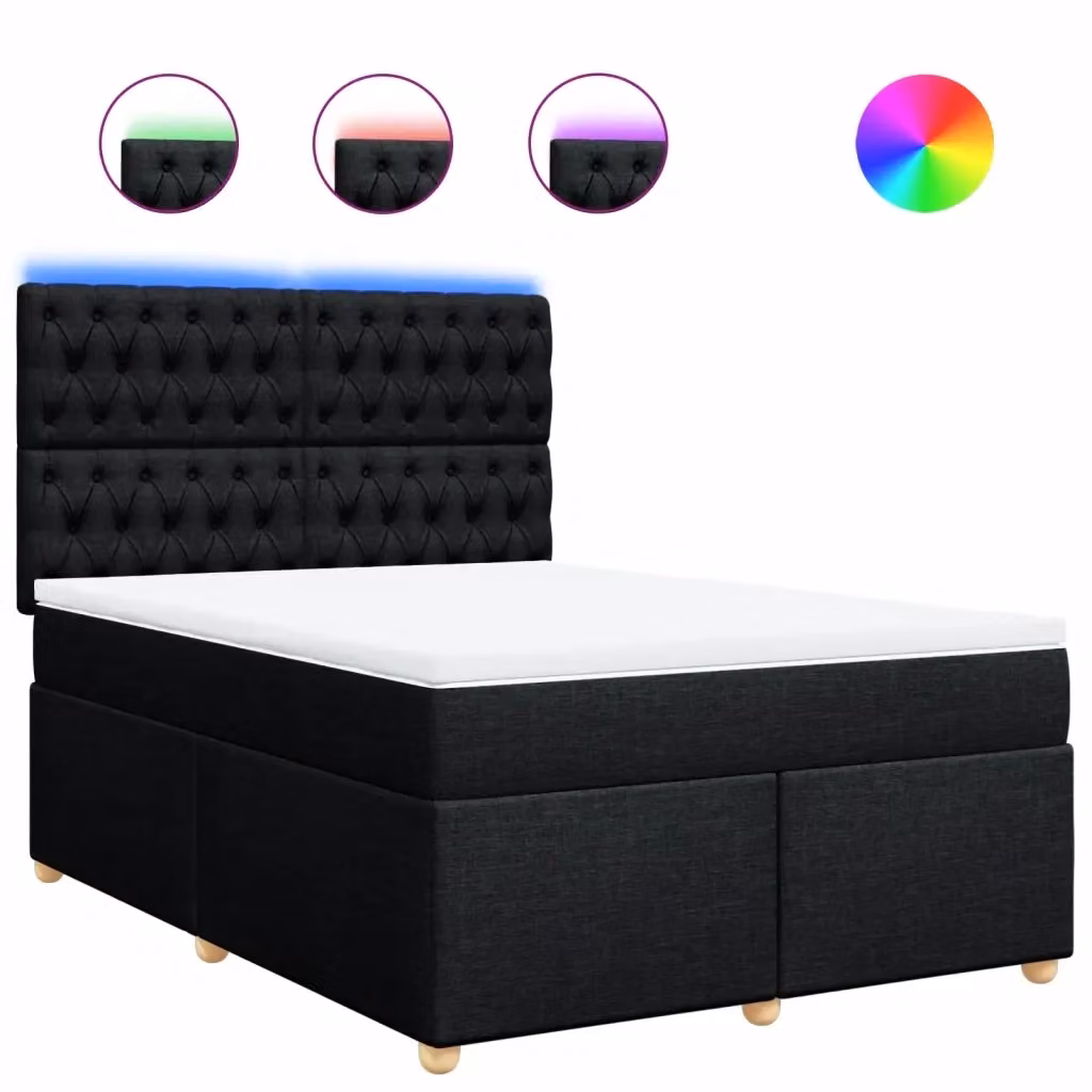 Letto con Giroletto a Molle e Materasso vidaXL in Tessuto Nero e Bianco L/P/H: 140 x 200 cm – 2