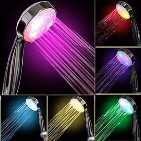 Soffione doccia a LED con fiori di Bauhinia a sei colori e braccio doccia a LED con cambio di colore, 7 tonalità di luce