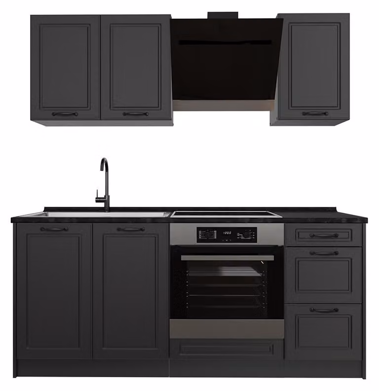 Cucina monoblocco Vicco R-Line Antracite country/Antracite 180 cm piano di lavoro Antracite, Model 67754