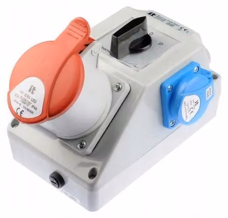 Kit Di Installazione Con Presa 32A 5P+2P+Z (L-0-P) Rosso - E145Ey-Sp016