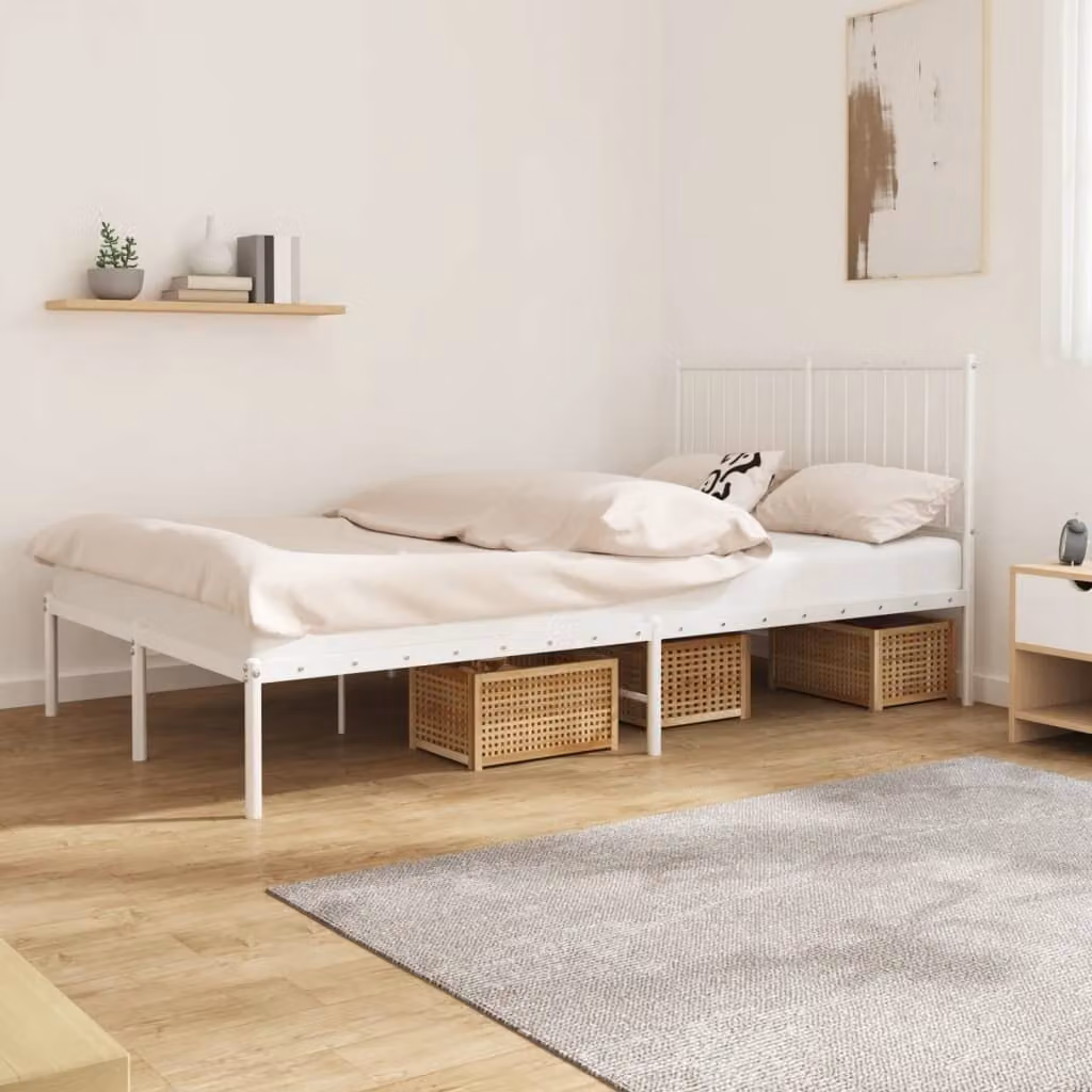 The Living Store Struttura letto con testiera in metallo bianco 120x200 cm