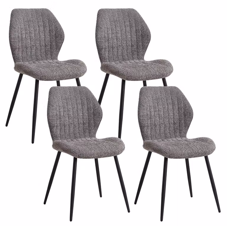 Set di 4 sedie da pranzo - Set di sedie per la sala da pranzo - Gambe in metallo - Design scandinavo moderno - Adatte per cucina, soggiorno, sala da pranzo, ufficio - Grigio