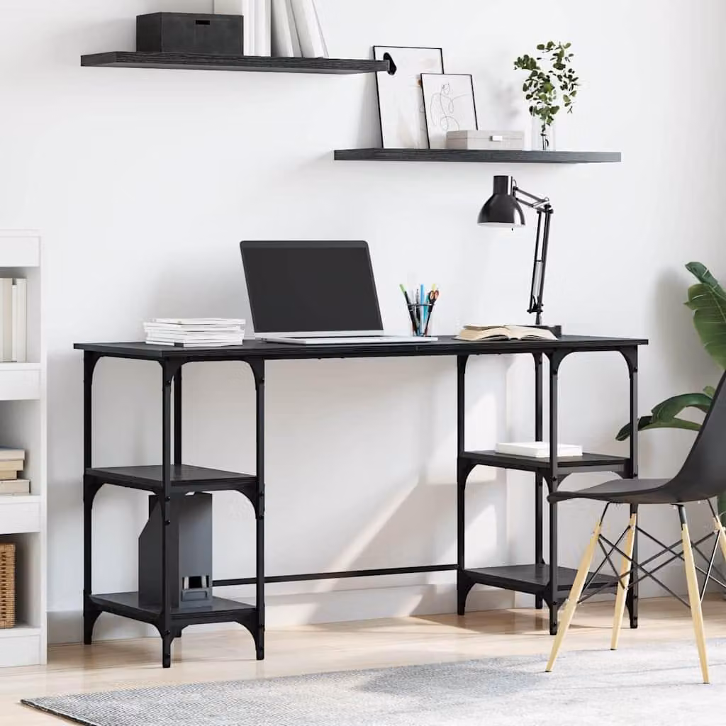 Maison Exclusive - Scrivania, finitura effetto legno nero rovere, realizzata in materiale composito