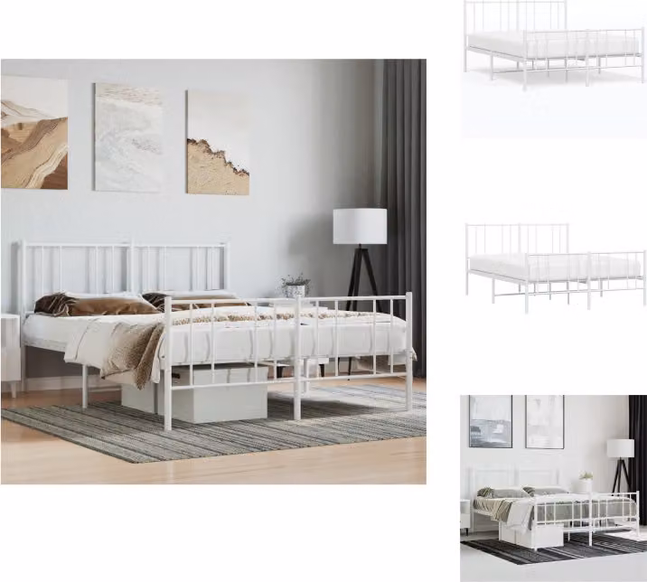 vidaXL Struttura letto con testiera e pediera in metallo bianco 120x200 cm - Letti e strutture letto
