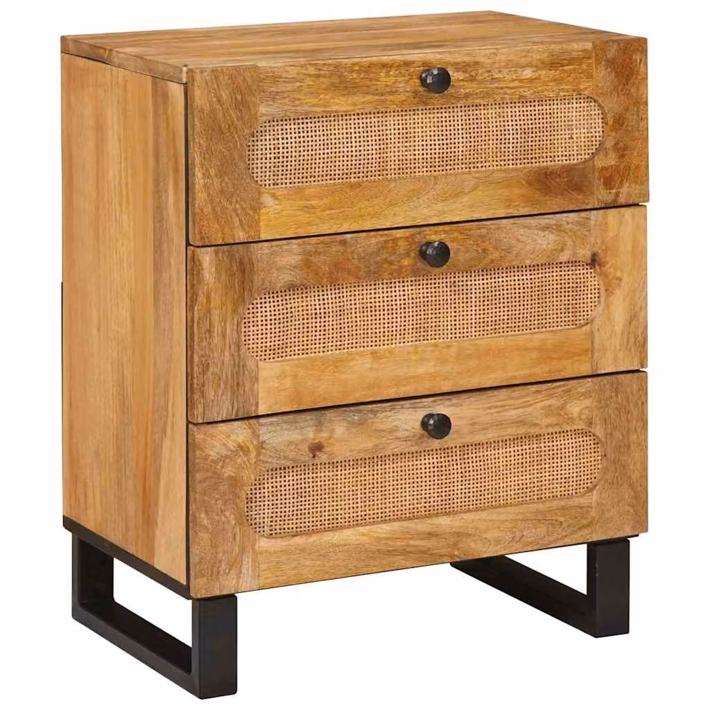 vidaXL Armadio da Notte in Legno di Mango Naturale L: 50 cm, P: 33 cm, H: 62 cm