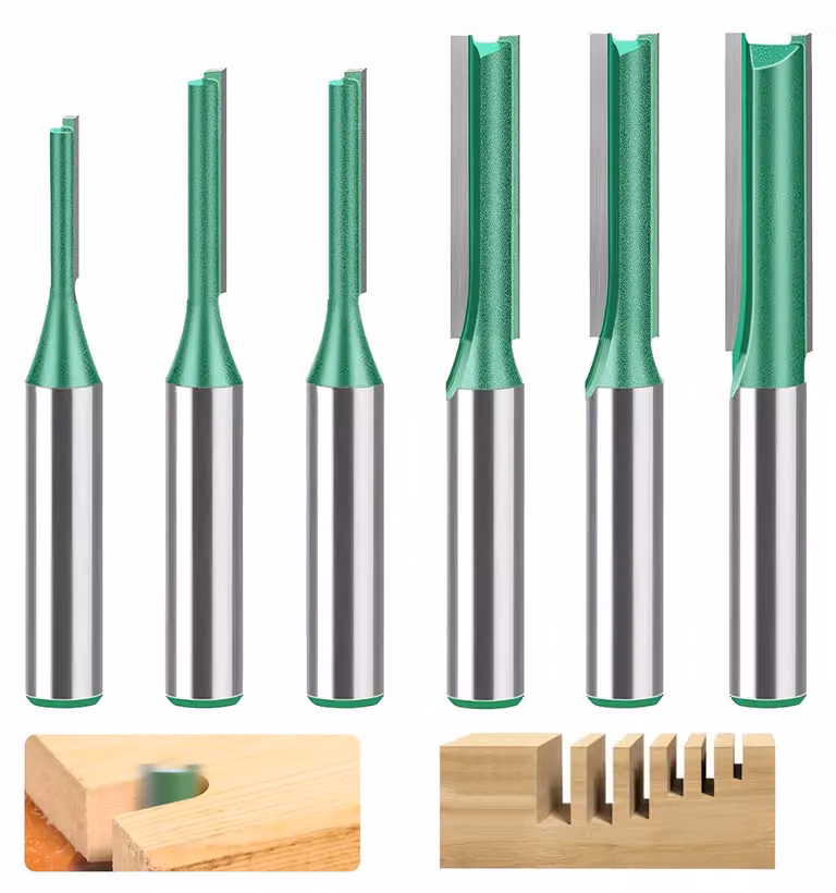 6 frese con gambo da 8 mm, di diametro da 3 mm a 8 mm, per lavorazione del legno