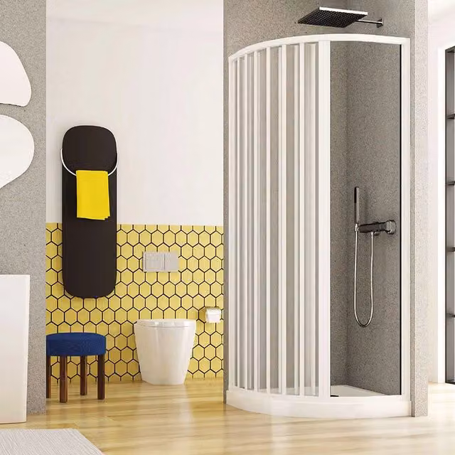Box doccia 70x90 semicircolare a soffietto in PVC bianco apertura sul laterale destro e chiusura calamitata Teti