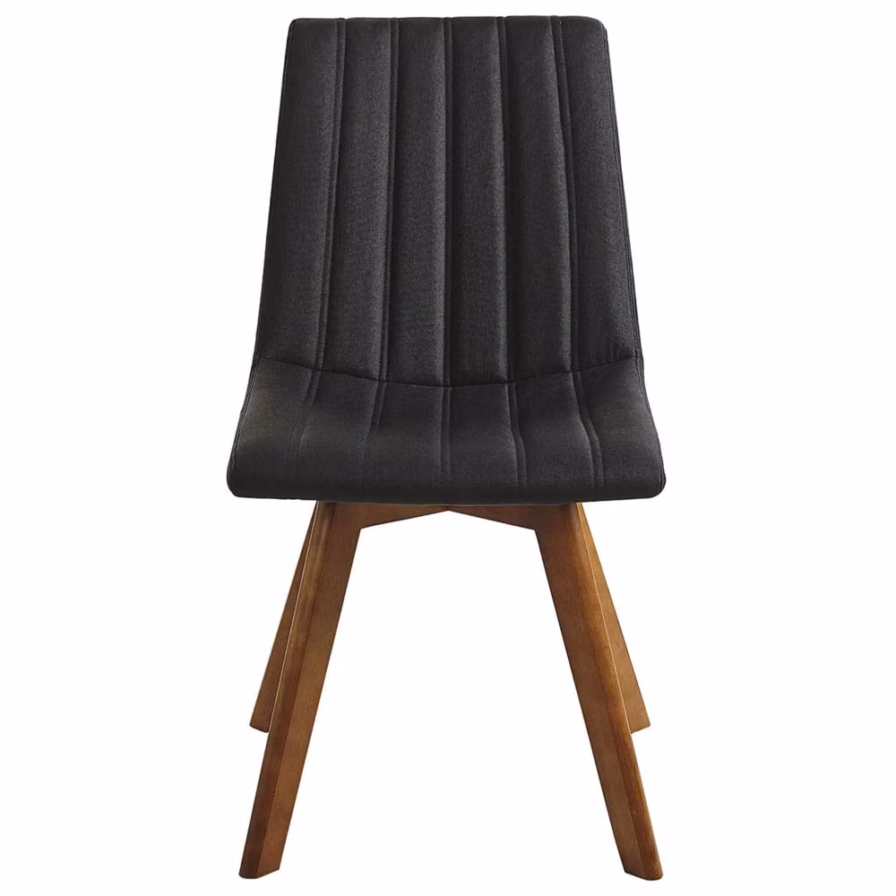 Set di 2 sedie da sala da pranzo BELIANI in tessuto nero a righe con gambe in legno di faggio oliato e schienale curvo – 2