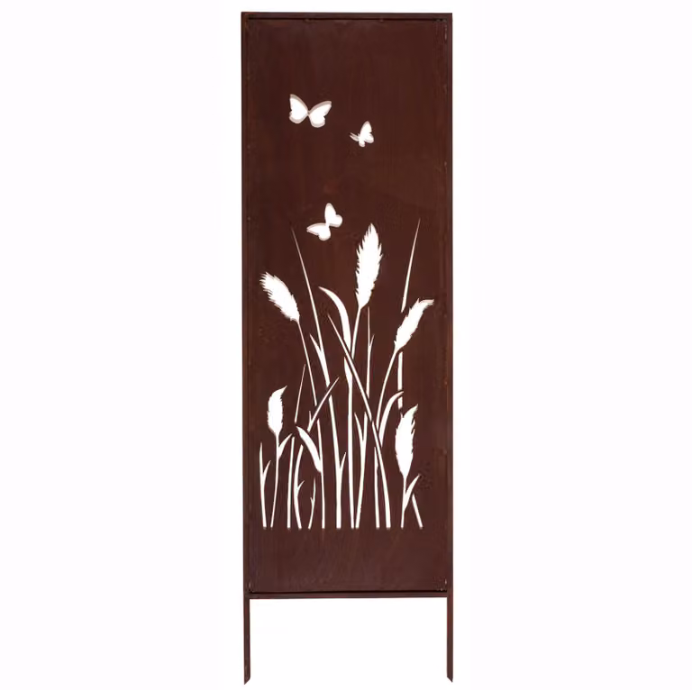 Pannello decorativo da giardino in acciaio arrugginito 160x50 cm « Prato di fiori selvatici »