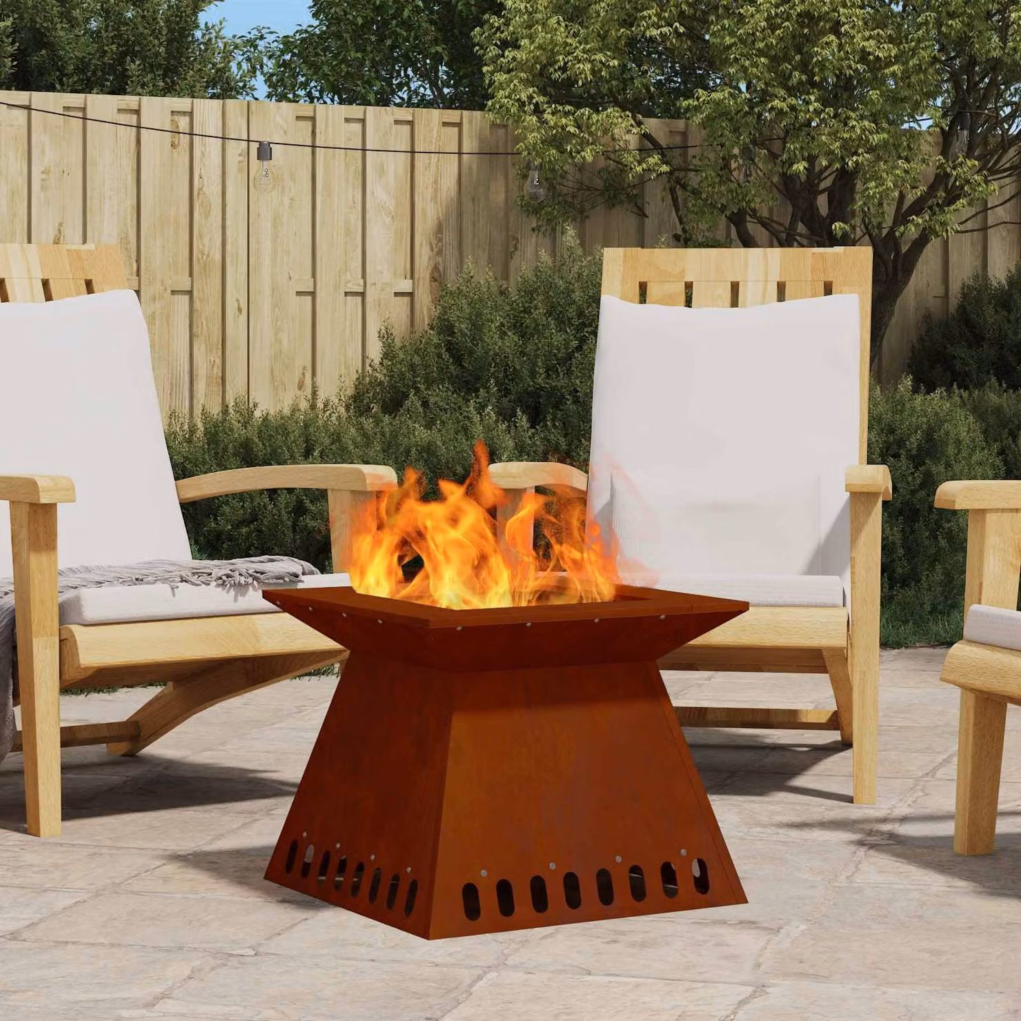 Braciere vidaXL in acciaio Corten color marrone L/P/H: 48 x 48 x 40 cm