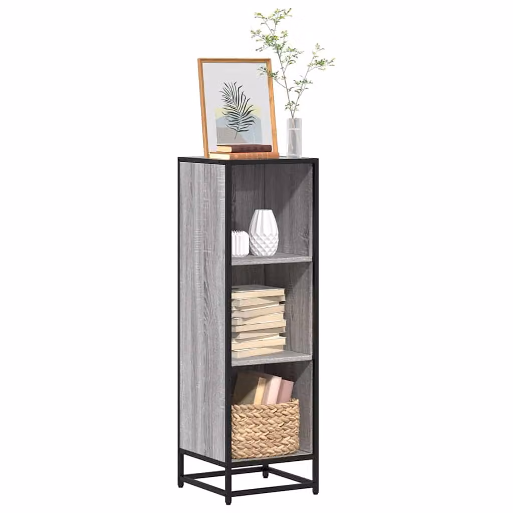 Libreria in stile industriale vidaXL in legno e metallo, Grigio, L 33,5 cm x P 33,0 cm x H 107,5 cm