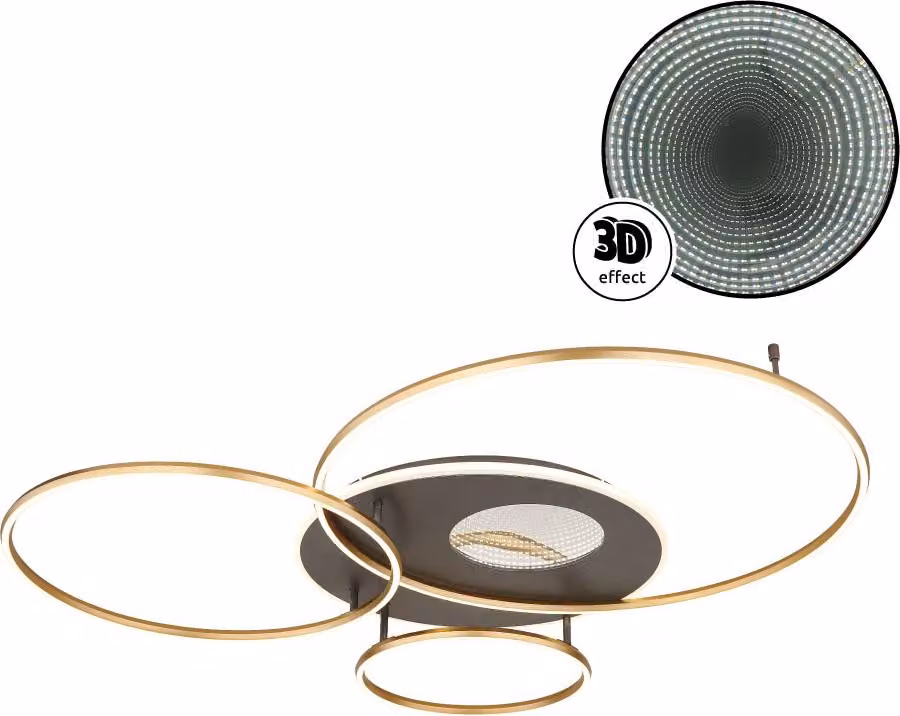 Globo Lighting plafoniera in alluminio spazzolato color oro opaco, LED