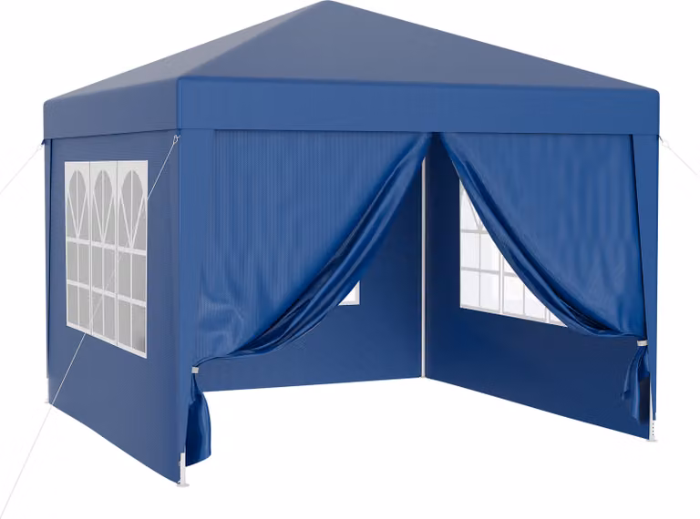 Padiglione Wiltec 3 x 3 m in blu con protezione UV 50+, padiglione da giardino con lati rimovibili, tenda per feste con finestre, ad esempio per terrazze e festival