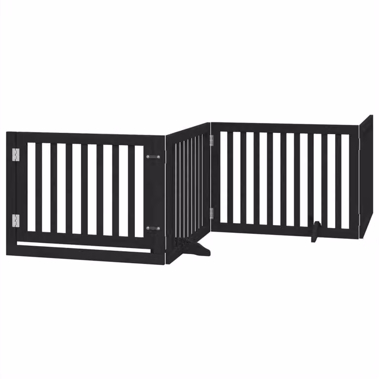 Cancello per Cani Porta Pieghevole Nero 4 Pannelli 320cm Pioppo