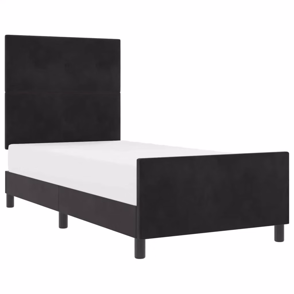Letto a molle con testiera vidaXL in velluto nero L/P/H: 100 x 200 x 140 cm – 2