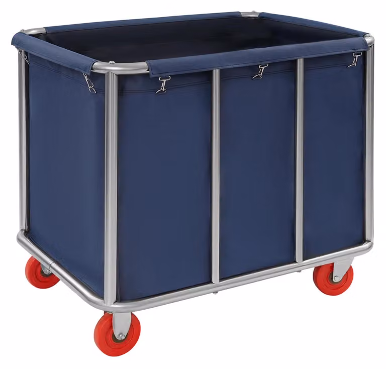Carrello portabiancheria - Con rotelle - 90×65×80 cm - Portata 200 kg - Telaio in acciaio inossidabile - Sacco in tessuto Oxford - Blu