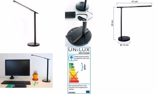 UNiLUX 400124560 Lampada da tavolo UNiLUX LED DIVA, dimmerabile, nera