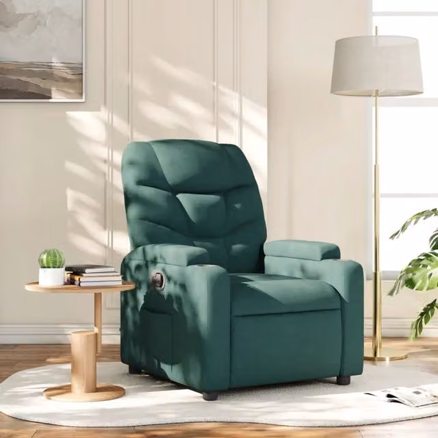 Divano Sedia-Poltrona Reclinabile in Tessuto Verde Scuro 336552