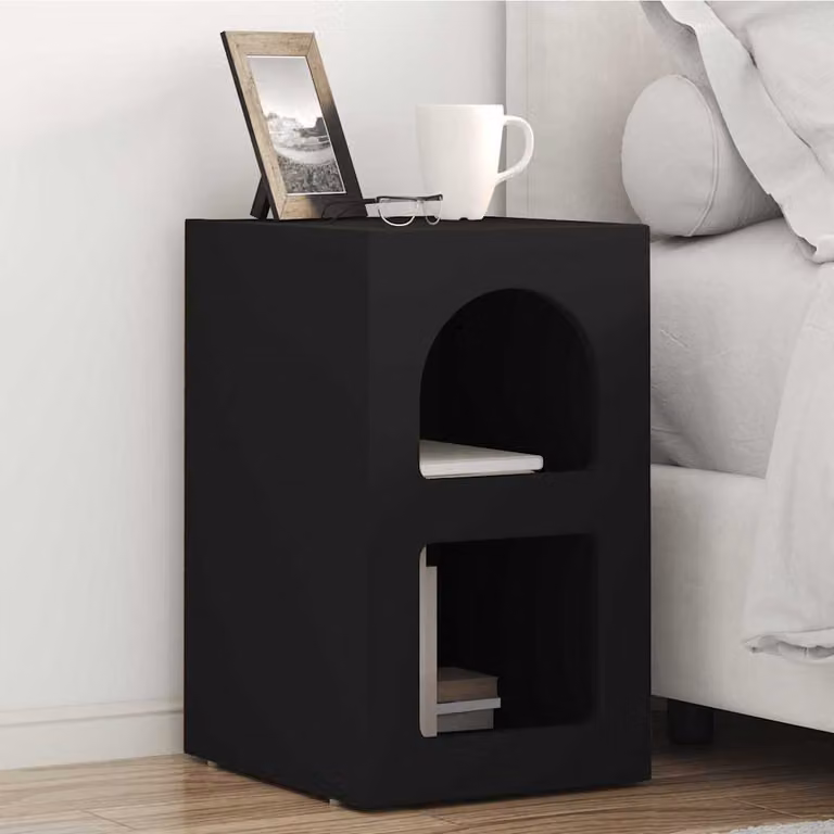 Comodino moderno vidaXL ELST in legno ingegnerizzato nero opaco L: 29,5 cm, P: 33,5 cm, H: 50 cm