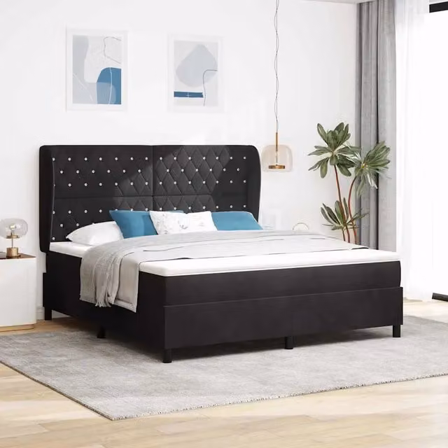 Letto ibrido con materasso a molle insacchettate vidaXL in velluto nero L: 180 cm, P: 200 cm, H: 280 cm