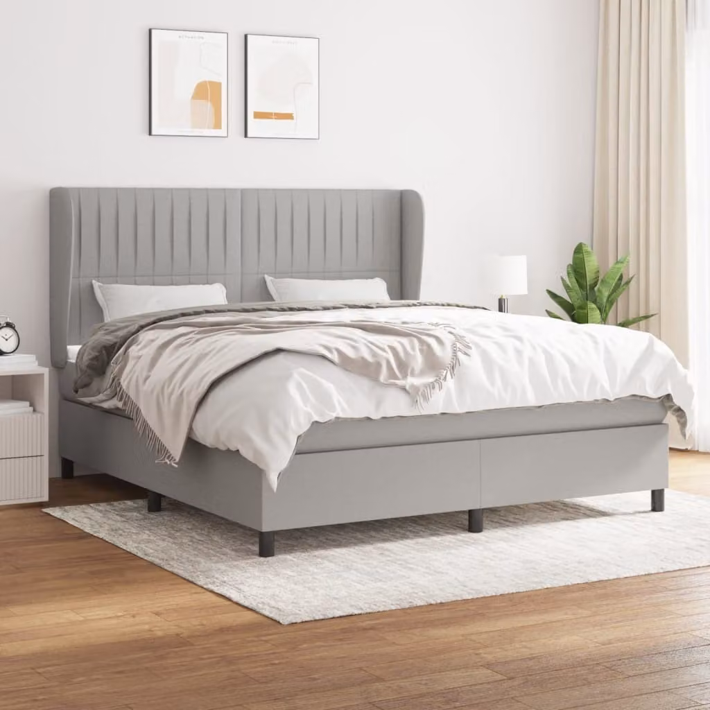 Maison Exclusive - Giroletto a Molle con Materasso Grigio Chiaro160x200 cm Tessuto