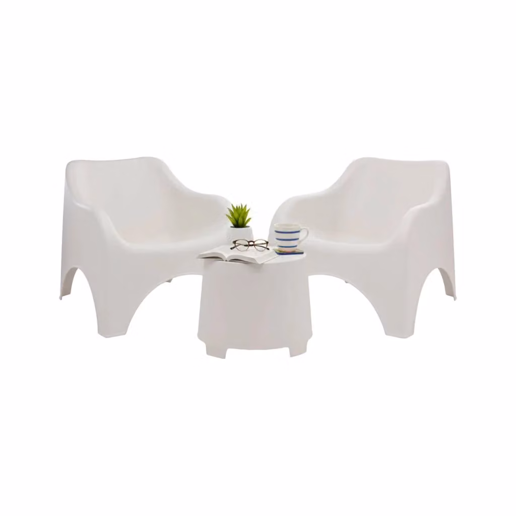 Set Salotto da Esterno Cormons DMORA Bianco con Poltrona Lounge e Tavolino da Giardino – 2