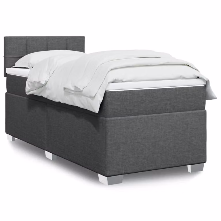vidaXL Giroletto a Molle Ibrido con Materasso in Tessuto Grigio e Bianco L/P/H: 100 x 200 cm