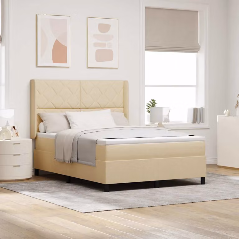 Letto ibrido con materasso vidaXL in tessuto beige L 140 x P 190 cm