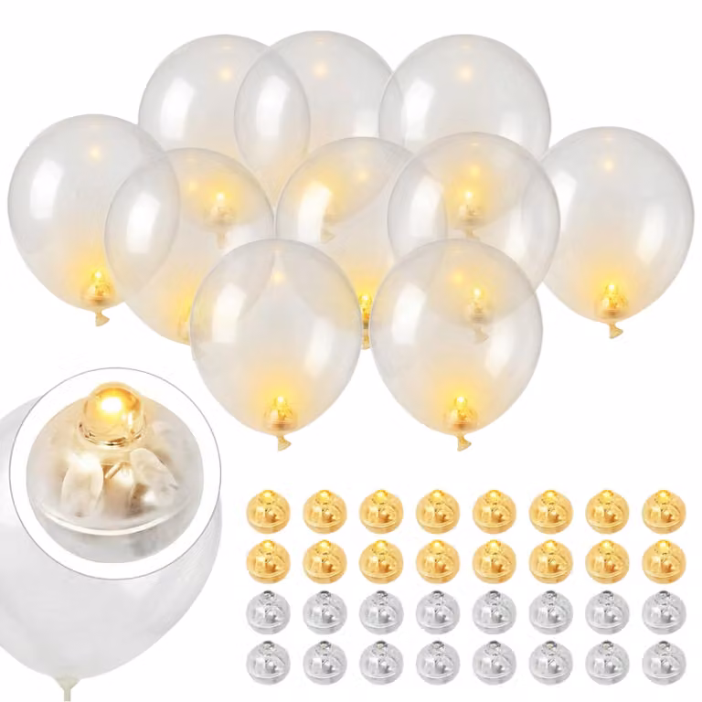 60 mini luci a LED a forma di palloncino, luce bianco caldo, per decorazioni