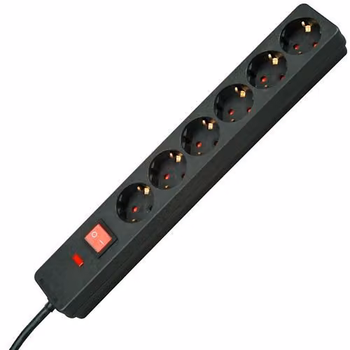 Kopp Kopp 224205012 Presa di protezione contro le sovratensioni 6gang contatto di terra nero 1 pz.