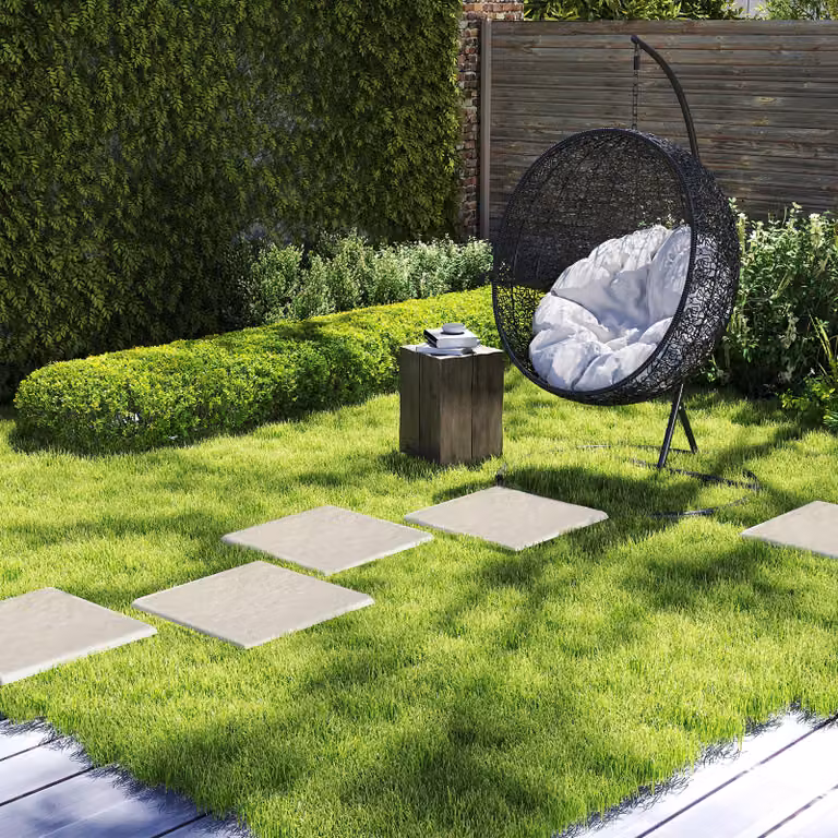 Set di 16 pietre da passo per giardino Costway in plastica, colore beige, resistenti alle intemperie