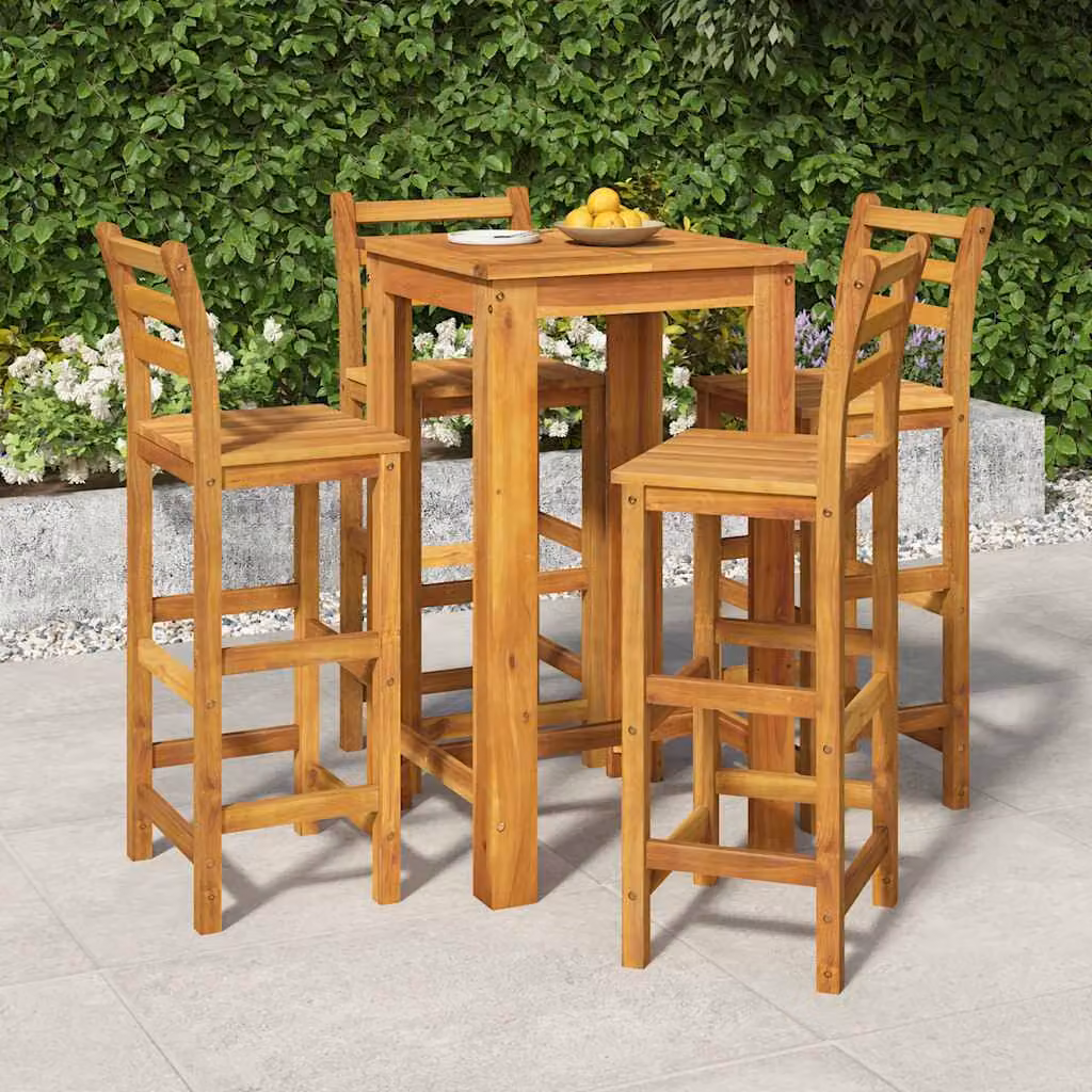 Set da Bar da Giardino vidaXL in Legno di Acacia Marrone, 5 Pezzi