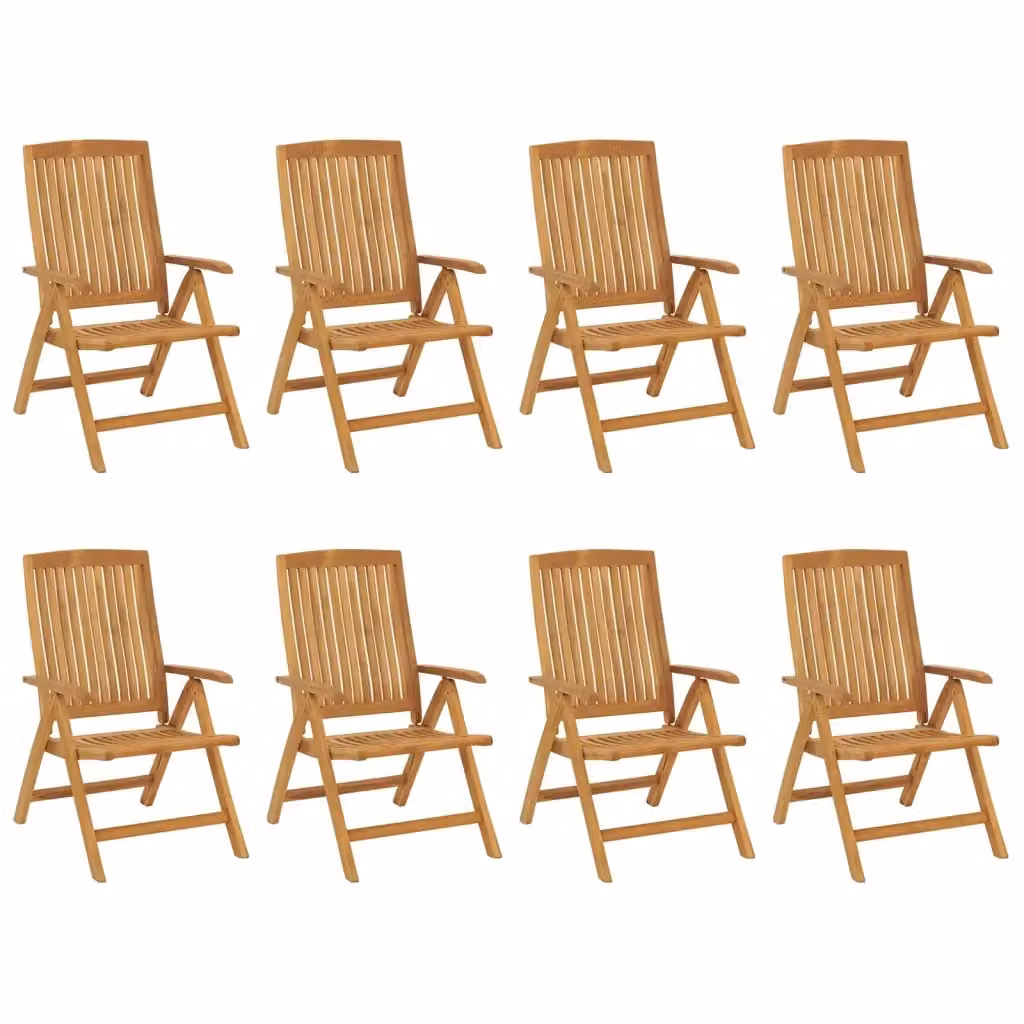 Set di 8 sedie pieghevoli reclinabili vidaXL in legno di teak marrone per giardino – 2