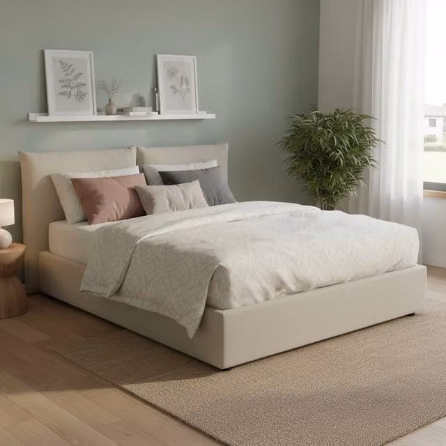 Letto Matrimoniale Alizarin Talamo Italia con Base Contenitore Lift Up, Beige – 1