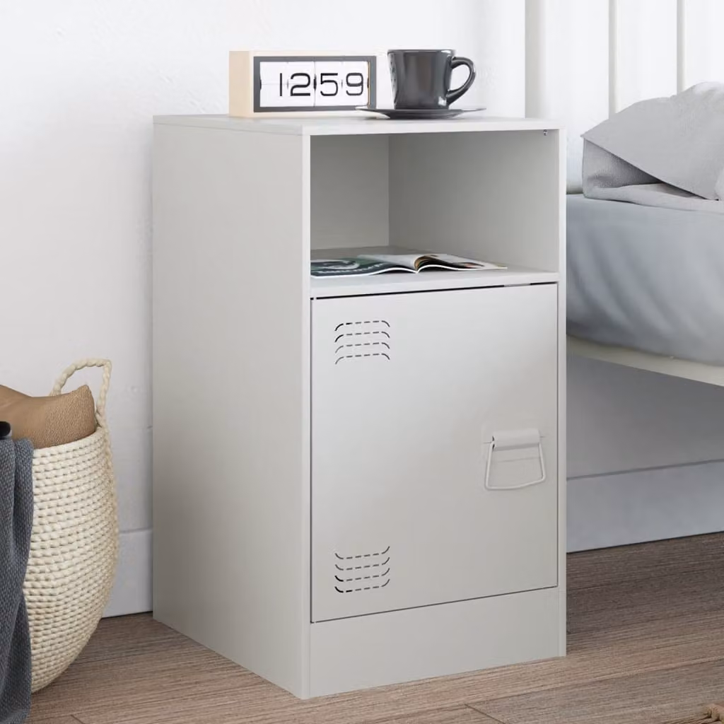 Comodino moderno vidaXL in metallo bianco opaco L/P/H: 34,5 x 39 x 62 cm