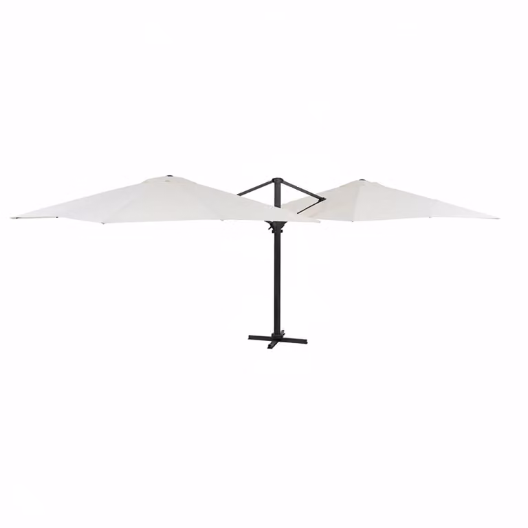 Ombrellone da giardino doppio Vestiamo Casa Giardino con palo centrale in alluminio e telo in poliestere bianco o antracite L: 600 cm, P: 300 cm, H: 260 cm
