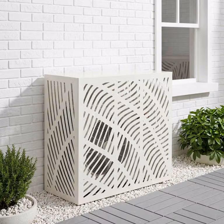 Copertura per condizionatore d'aria vidaXL in acciaio, Bianco, L 110 x P 50 x H 105 cm