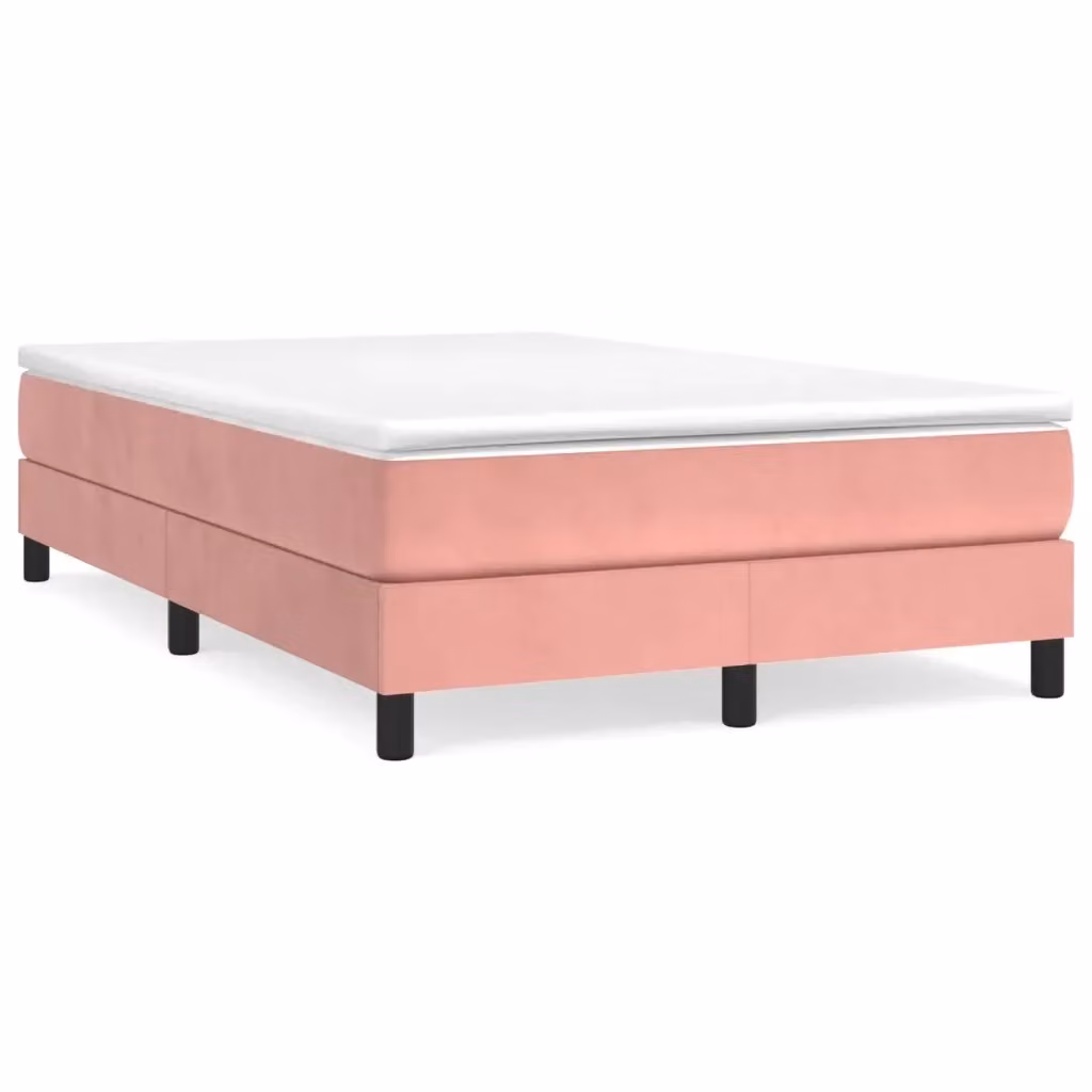Letto con Giroletto a Molle e Materasso Ibrido vidaXL in Velluto Rosa e Bianco L/P/H: 200 x 120 x 25 cm – 2