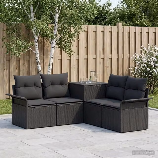 Set di divani 5 pz Nero 187,5 x 187,5 x 85 cm 3447731