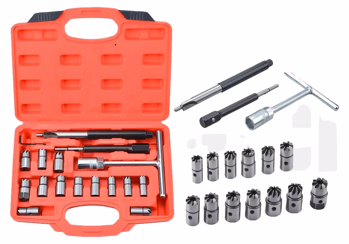 Detergente per sedi degli iniettori diesel, set di strumenti da 17 pezzi, materiale metallico, tronchesi piatti da 17 mm, diametro esterno di 19 mm, per applicazioni pesanti