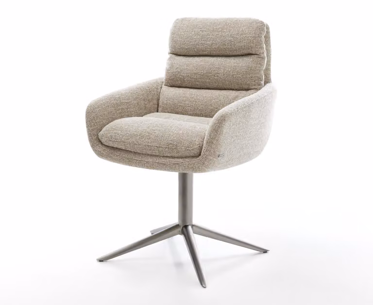 DELIFE sedia girevole Abelia-Flex con braccioli in tessuto intrecciato base beige morbida grafite funzione dondolo girevole a 360°