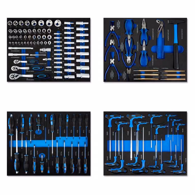 EBERTH Inserto in schiuma per utensili Set di utensili da 134 pezzi, inserto in schiuma per utensili, set di utensili professionali in metallo duro, etichettato