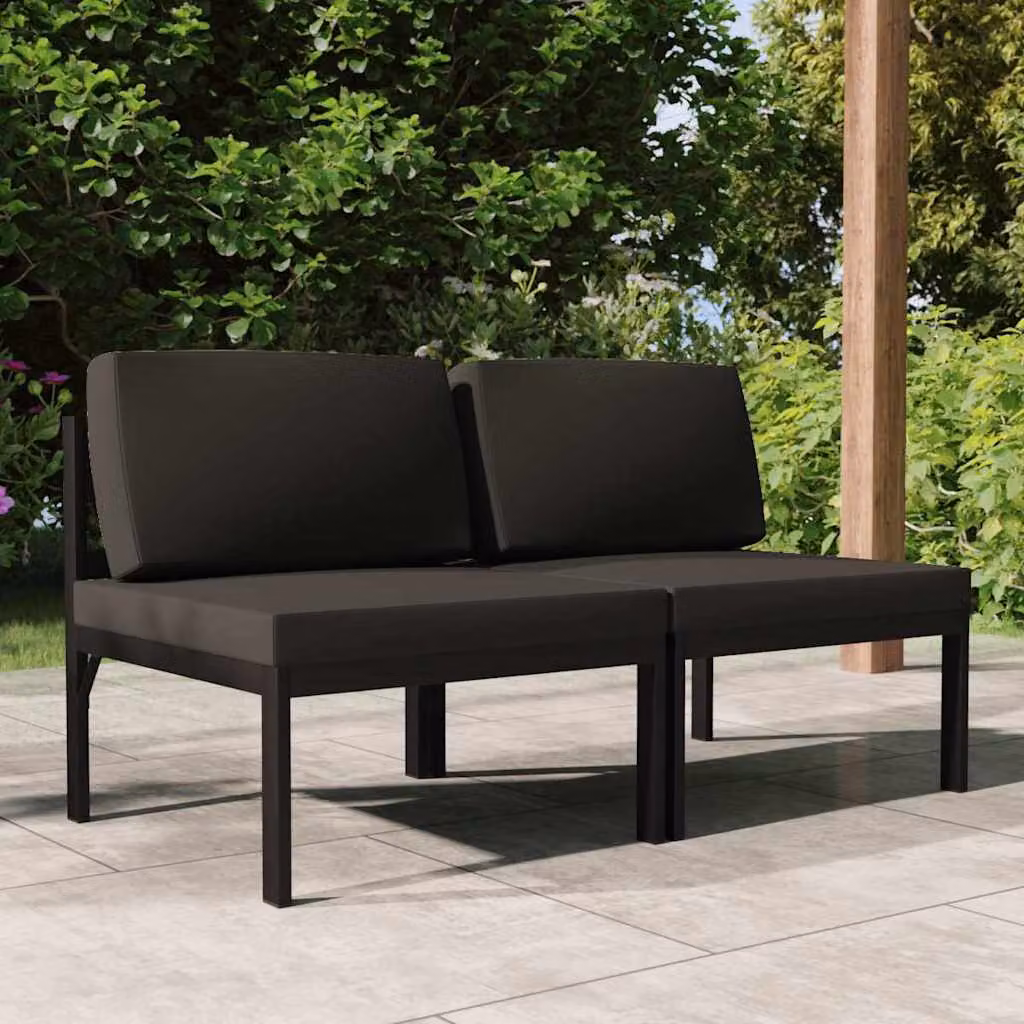 vidaXL Divano da Giardino a 2 Posti con Cuscini in Alluminio Antracite – 1
