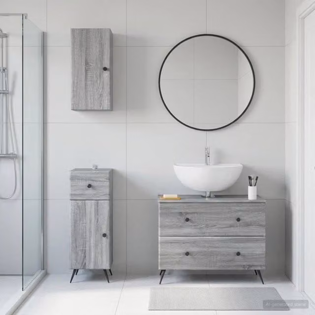 Set di armadietti da bagno in 3 pezzi BREDA Sonoma grigio 3417807
