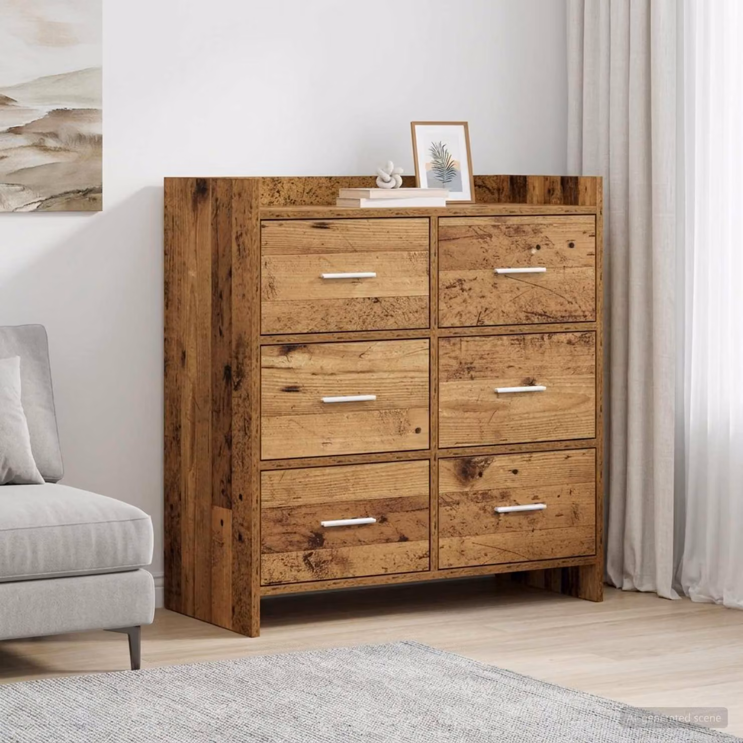 Credenza moderna vidaXL in legno ingegnerizzato e metallo, colore marrone, L 75 cm x P 33 cm x H 80 cm