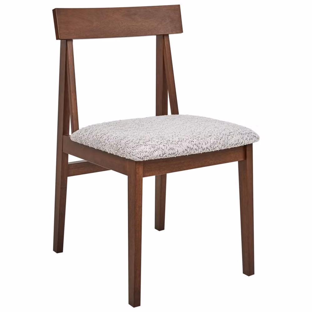 Set di 2 sedie da pranzo BELIANI con struttura in legno di gomma scuro e seduta in tessuto bouclé grigio, design retrò senza braccioli – 2