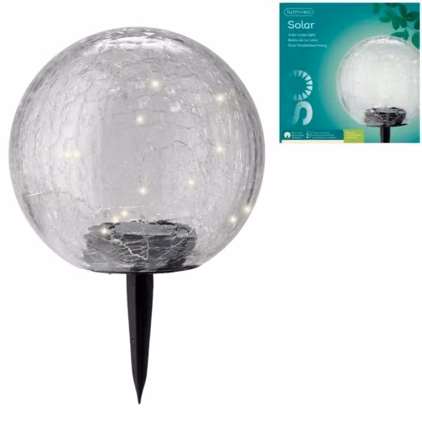 Lampada Solare da Giardino a Led in Vetro Trasparente 29 Cm